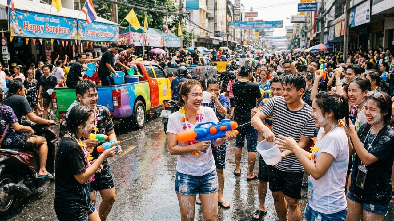 સોંગક્રાન (થાઈલેન્ડ - Songkran): થાઈલેન્ડમાં નવા વર્ષની ઉજવણી 'સોંગક્રાન' તરીકે થાય છે, જે વિશ્વની સૌથી મોટી 'વોટર ફાઈટ' ગણાય છે. લોકો રસ્તા પર ડોલ અને પાણીની બંદૂકો લઈને એકબીજાને પલાળે છે. આ તહેવાર ભૂતકાળની નકારાત્મકતા ધોઈને નવી શરૂઆત કરવાનું પ્રતિક છે.