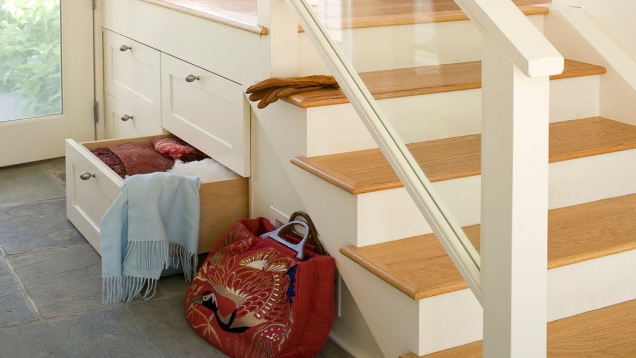  ઉત્તર અને પૂર્વ દિશાઓ પાણી અને વાયુ તત્વો સાથે સંકળાયેલી છે. અહીં સીડી રાખવી એ વાસ્તુ દોષ છે. આ પૈસાનો પ્રવાહ બંધ કરે છે અને સ્વાસ્થ્યને અસર કરે છે. ઉપાય: સીડી નીચે જગ્યા શક્ય તેટલી ખાલી રાખો. જો તમારે કંઈપણ મૂકવું જ હોય, તો નાના માછલીઘર, હળવા સિરામિક વાસણોમાં નાના છોડ અથવા હળવા પદાર્થો મૂકો. ભારે પદાર્થો રાખવાનું ટાળો. (ફોટો ક્રેડિટ- સોશિયલ મીડિયા)