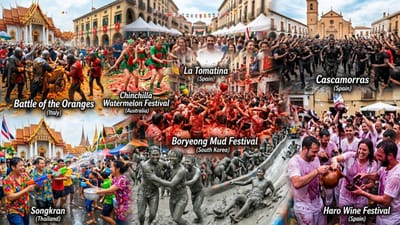 હોળી, રંગોનો તહેવાર, ભારતનો સૌથી ઉત્સાહભર્યો ઉત્સવ છે. જે અનિષ્ટ પર વિજય અને વસંતના આગમનનું પ્રતિક છે. પરંતુ આ જાદુ માત્ર ભારત પૂરતો મર્યાદિત નથી. દુનિયાભરમાં અલગ-અલગ સમુદાયો પોતાના અંદાજમાં હોળી જેવી જ મસ્તી કરે છે. ક્યાંક ફળો ફેંકાય છે તો ક્યાંક કાદવમાં રમાય છે. ચાલો જાણીએ દુનિયાના એવા તહેવારો જે તમને ભારતની હોળીની યાદ અપાવશે.