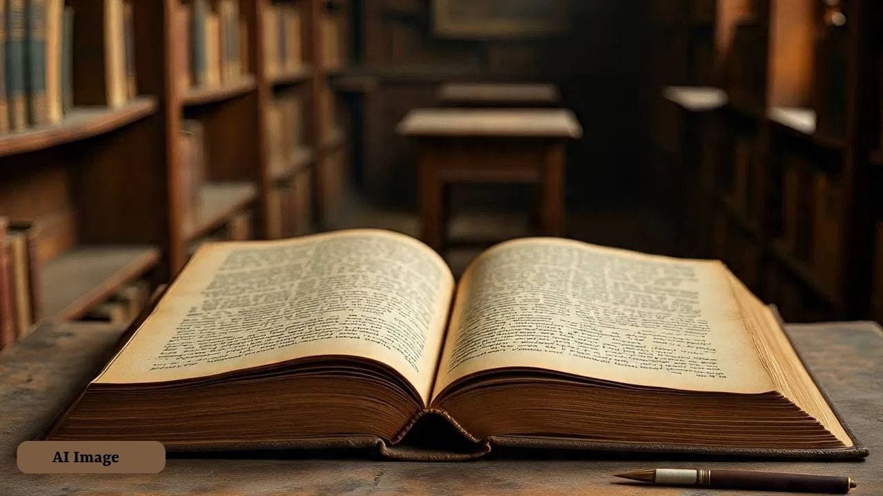 આ દુનિયામાં કેટલાક પુસ્તકો અત્યંત દુર્લભ છે. કેટલાક હજારો વર્ષ જૂના છે. આવા ખાસ પુસ્તકોની દુર્લભ નકલો હજુ પણ ચોક્કસ સ્થળોએ સાચવવામાં આવે છે. આ પુસ્તકોની સંભાળ રાખવામાં આવે છે કારણ કે તેમાં ખૂબ જ મહત્વપૂર્ણ માહિતી હોય છે. (ફોટો સૌજન્ય - મેટા એઆઈ)