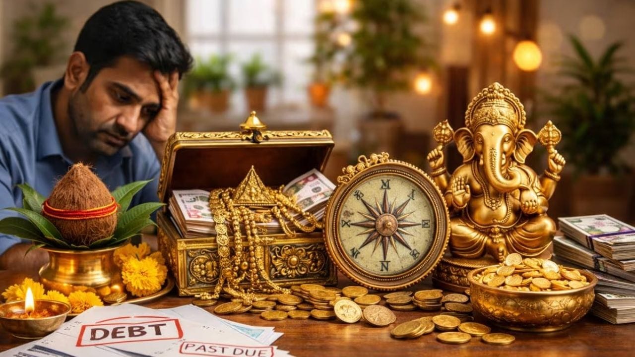 હાલમાં, ઘણા લોકો ખૂબ જ મહેનત કરવા છતાં દેવાથી સંબંધિત સમસ્યાઓનો સામનો કરી રહ્યા છે. આ મુશ્કેલીનો ઉકેલ લાવવા માટે, તેઓ વિવિધ ઉપાયો શોધી રહ્યા છે. જો તમે પણ દેવામાં ડૂબેલા હોવ, તો તમારે વાસ્તુ શાસ્ત્રમાં દર્શાવેલ ચમત્કારિક ઉપાયો ચોક્કસપણે અજમાવવા જોઈએ.(ફોટો ક્રેડિટ-AI)