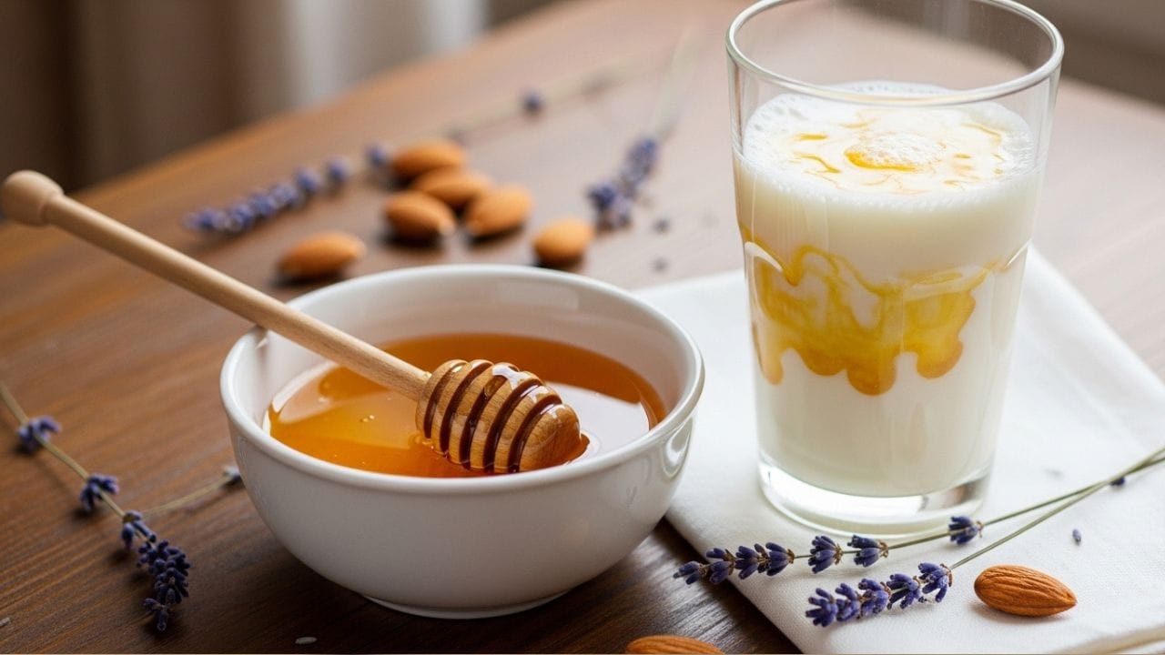 દૂધમાં રહેલું ટ્રિપ્ટોફન અને કેલ્શિયમ સારી ઊંઘ માટે મદદરૂપ હોર્મોન્સ બનાવવામાં સહાય કરે છે. મધ મનને શાંત કરવામાં મદદ કરે છે. તેથી સૂતા પહેલા ગરમ દૂધમાં થોડું મધ મેળવીને પીવાથી સારી અને આરામદાયક ઊંઘ મળી શકે છે. (Disclaimer: અહીં આપવામાં આવેલી માહિતી ફક્ત જાણકારી માટે જ છે. યોગ કરવા માટે પહેલા શરીર ફ્લેક્સિબલ હોવું જરુરી છે તેમજ કોઈ નિષ્ણાંતની સલાહ લઈને યોગ કરી શકાય.) ( Credits: AI Generated )