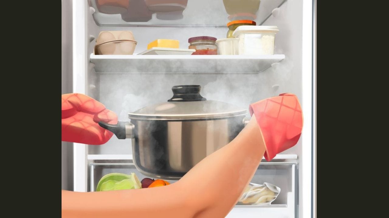 ઉકળતું દૂધ કે ગરમ ખોરાક ક્યારેય સીધો રેફ્રિજરેટરમાં ન નાખો. જો ગરમ ખોરાક સીધો રેફ્રિજરેટરમાં મૂકવામાં આવે છે, તો આંતરિક તાપમાન અચાનક વધી જાય છે, જેના કારણે રેફ્રિજરેટરને ઠંડુ કરવા માટે વધુ વીજળીનો ઉપયોગ કરવો પડે છે. (ફોટો ક્રેડિટ-સોશિયલ મીડિયા)