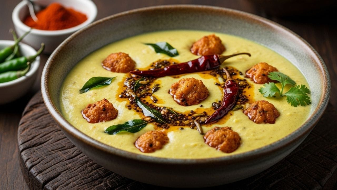 મહારાષ્ટ્રમાં કઢી બનાવતી વખતે તેમાં કોકમ ઉમેરવામાં આવે છે, જે તેનો ખાસ સ્વાદ બનાવે છે. પરંતુ ઘણા લોકો વિચારે છે કે આ લોકપ્રિય વાનગીની શરૂઆત ક્યાંથી થઈ અને તેને સૌથી પહેલા કેવી રીતે બનાવવામાં આવી. એક સમયે જરૂરિયાત મુજબ બનાવાતી કઢી આજે લગભગ દરેક ઘરમાં પસંદગીની વાનગી બની ગઈ છે. ( Credits: AI Generated )