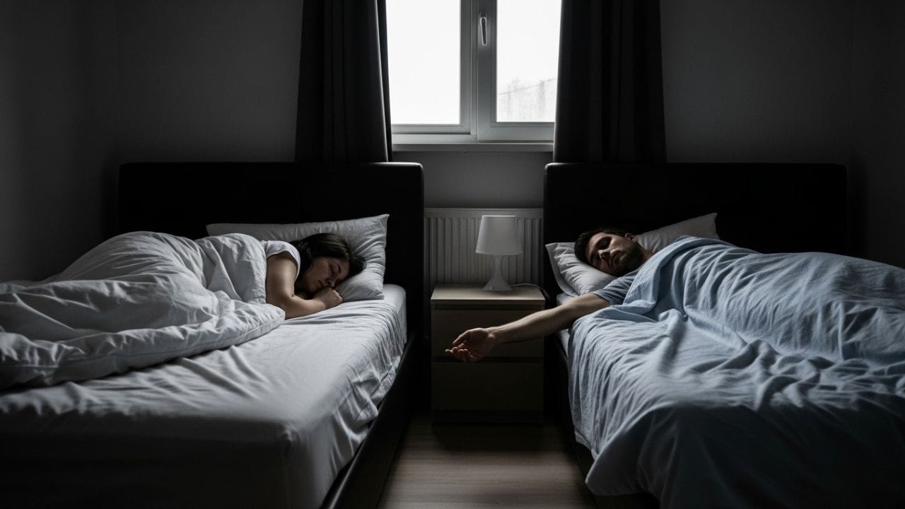 કેટલાક લોકો ઊંઘ દરમિયાન વધુ પડતા હલનચલન કરે છે, જે વારંવાર અન્ય લોકોની ઊંઘમાં ખલેલ પહોંચાડે છે. આ નાની અગવડતા આખરે મોટી હેરાનગતિમાં ફેરવાઈ શકે છે. ( Credits: AI Generated )