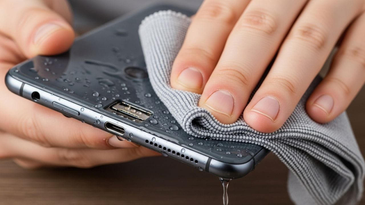 ફોનમાં પાણી ગયા પછી સૌથી પહેલા તેને શક્ય તેટલું નરમ અને લિન્ટ-ફ્રી કપડાથી તેની બહારની સપાટી સારી રીતે પોસીને સૂકવી લો. ખાસ કરીને સિમ સ્લોટ અને ચાર્જિંગ પોર્ટ આસપાસનું પાણી પણ સાફ કરવું જરૂરી છે. ત્યારબાદ ફોનને ચાર્જિંગ પોર્ટ નીચે તરફ રાખીને મુકો જેથી અંદરનું પાણી બહાર નીકળી શકે. નીચે કાગળ અથવા કપડું મૂકી દો અને ફોનને પંખા પાસે રાખો, જેથી હવાની અવરજવરથી તે ઝડપથી સૂકાઈ જાય. ( નોંધ: અહીં આપવામાં આવેલી માહિતી પબ્લિક ડોમેન પરથી લેવામાં આવી છે, જે ફક્ત તમારી જાણકારી માટે છે.) ( Credits: AI Generated )
