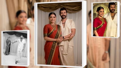 દક્ષિણ ભારતીય ફિલ્મ ઈન્ડસ્ટ્રીના લોકપ્રિય કલાકારો રશ્મિકા મંદાના અને વિજય દેવરકોંડા ફરી એકવાર ચર્ચામાં આવ્યા છે. તાજેતરમાં હૈદરાબાદમાં યોજાયેલી તેમની ભવ્ય રિસેપ્શન પાર્ટીએ સોશિયલ મીડિયા પર ભારે ચર્ચા જગાવી છે. (Image Credit Source: Social Media) 
