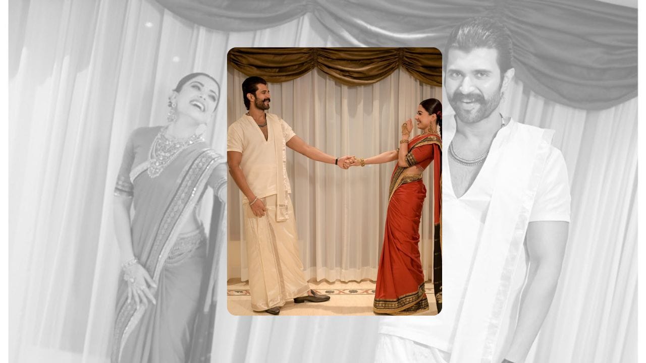 આ ભવ્ય કાર્યક્રમ દરમિયાન બંને કલાકારો ખૂબ જ એલિગન્ટ અને સ્ટાઇલિશ અંદાજમાં જોવા મળ્યા હતા. રશ્મિકા પરંપરાગત લુકમાં ખૂબ સુંદર લાગી રહી હતી, જ્યારે વિજય દેવરકોંડાએ પણ ક્લાસિક અને સ્ટાઇલિશ ડ્રેસમાં એન્ટ્રી કરી હતી. બંનેના ફોટોઝ અને વીડિયો સોશિયલ મીડિયા પર ઝડપથી વાયરલ થઈ રહ્યા છે. (Image Credit Source: Social Media) 
