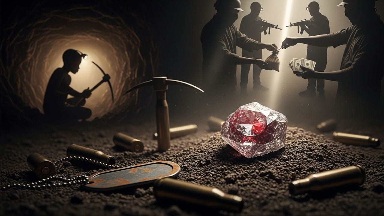 આ એક કાચો હીરો હોય છે, જેને ખાણમાંથી બહાર કાઢ્યા પછી સીધો જ વેચી દેવામાં આવે છે. એટલે કે, તેને હજી સુધી કાપવામાં કે ચમકાવવામાં આવ્યો નથી. આવા હીરાને ‘સંઘર્ષ હીરો’ પણ કહેવામાં આવે છે. સામાન્ય રીતે તે યુદ્ધગ્રસ્ત વિસ્તારોમાંથી મળે છે અને તેને વેચીને મળતા પૈસાનો ઉપયોગ હથિયારો ખરીદવા અથવા હિંસક પ્રવૃત્તિઓને ટેકો આપવા માટે કરવામાં આવે છે. ( Credits: AI Generated )