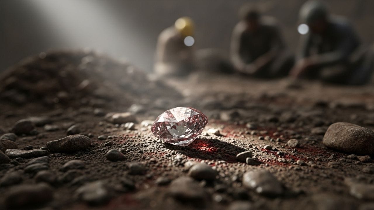 તેને ‘બ્લડ ડાયમંડ’ કહેવાય છે કારણ કે તેના ખાણકામ અને વેપાર દરમિયાન અનેક લોકોના જીવ જોખમમાં પડે છે અને ઘણા લોકોના મોત કે ઈજા થાય છે. વર્લ્ડ ડાયમંડ કાઉન્સિલના જણાવ્યા મુજબ, આવા હીરાનો ગેરકાયદેસર ઉપયોગ ખાસ કરીને સંઘર્ષ ચાલતા વિસ્તારોમાં થાય છે, જેમાં મધ્ય અને પશ્ચિમ આફ્રિકાના વિસ્તારોનો સમાવેશ થાય છે. ( Credits: AI Generated )