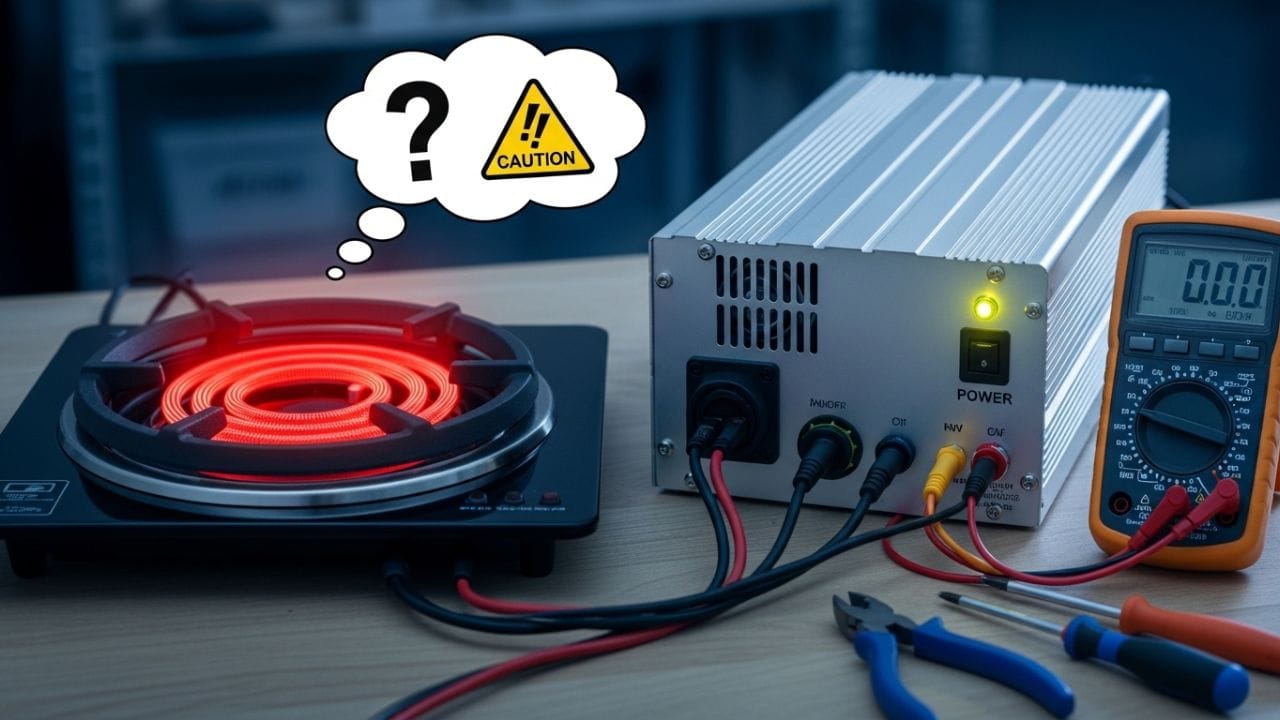 કરંટનો પ્રકાર અને જોખમ: માત્ર વોટ જ નહીં, પણ કરંટનો પ્રકાર પણ ખૂબ મહત્વનો છે. સાદા ઇન્વર્ટર 'સ્ક્વેર વેવ' કરંટ આપે છે, જેમાં વીજળીના આંચકા હોય છે. ઇન્ડક્શનમાં રહેલા નાજુક સર્કિટ અને વાયરિંગ આ આંચકા સહન કરી શકતા નથી. જો ખોટા ઇન્વર્ટર પર ઇન્ડક્શન ચલાવશો, તો ચૂલામાં શોર્ટ સર્કિટ થઈ શકે છે અથવા તે કાયમ માટે બંધ થઈ શકે છે.