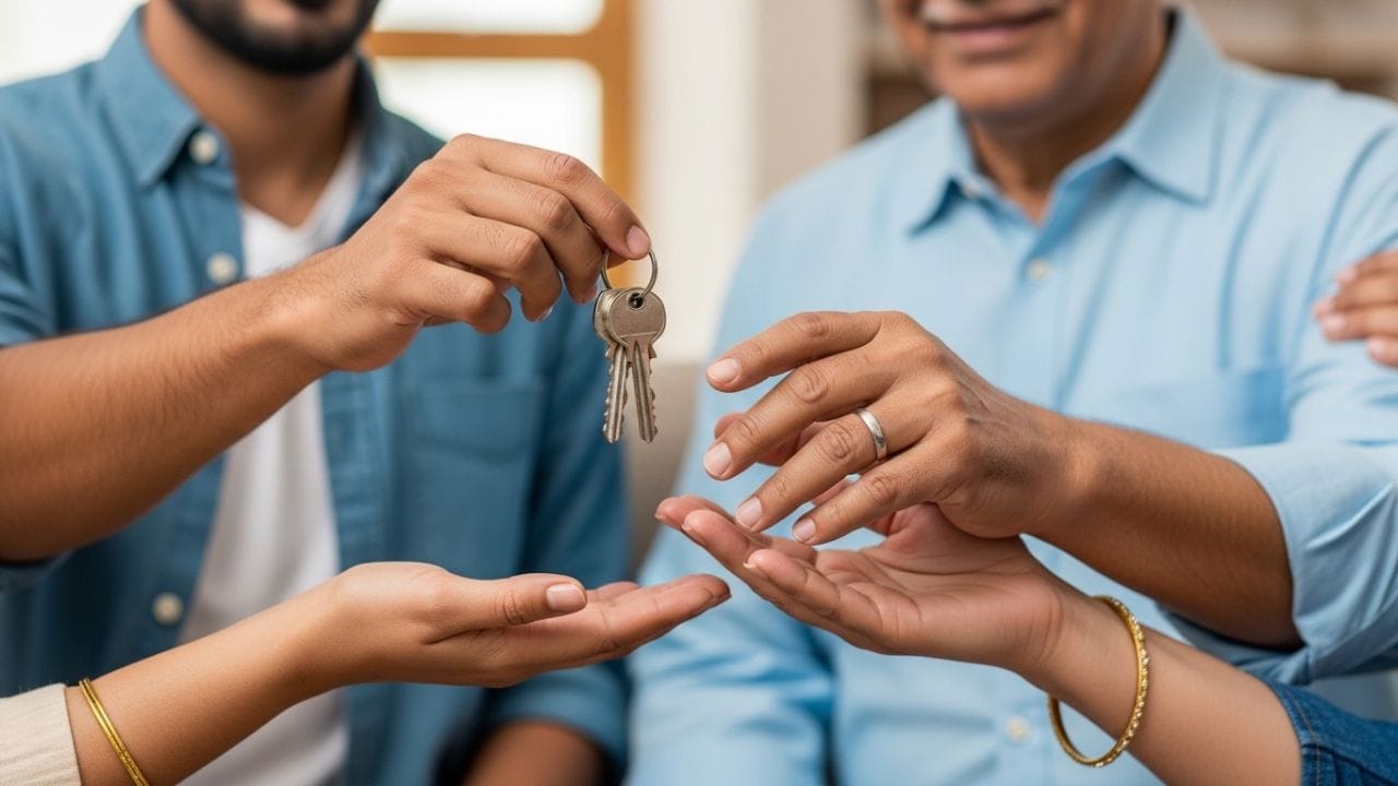 જ્યારે પિતાએ ગંભીરતાથી પૂછ્યું કે, "બેટા, આ ઘરનું મહિનાનું ભાડું કેટલું થશે? શું આપણે પરવડશે?" ત્યારે પુત્રએ કંઈ જ બોલ્યા વગર ખિસ્સામાંથી ચાવી કાઢી પિતાના હાથમાં મૂકી દીધી.