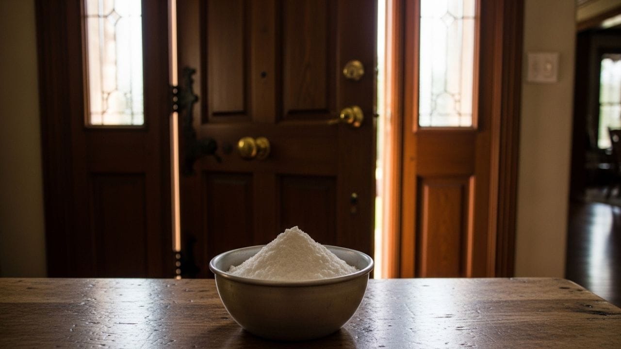 વાસ્તુ શાસ્ત્ર અનુસાર, મુખ્ય પ્રવેશદ્વાર પર ફટકડી મૂકવાથી નકારાત્મક ઉર્જા નિષ્ક્રિય થાય છે, દુષ્ટ શક્તિઓને દૂર કરવામાં અને વાસ્તુ ખામીઓને દૂર કરવામાં મદદ મળે છે. તે સ્ફટિકની જેમ કાર્ય કરે છે, એક રક્ષણાત્મક કવચ તરીકે કાર્ય કરે છે જે નકારાત્મક ઉર્જાને ઘરમાં પ્રવેશતા અટકાવે છે. ફટકડીનો આ ઉપાય ઘરમાં કોઈપણ માળખાકીય ફેરફારો કર્યા વિના સકારાત્મકતા, નાણાકીય સ્થિરતા અને રક્ષણ પૂરું પાડે છે. (ફોટો ક્રેડિટ-Whisk AI)