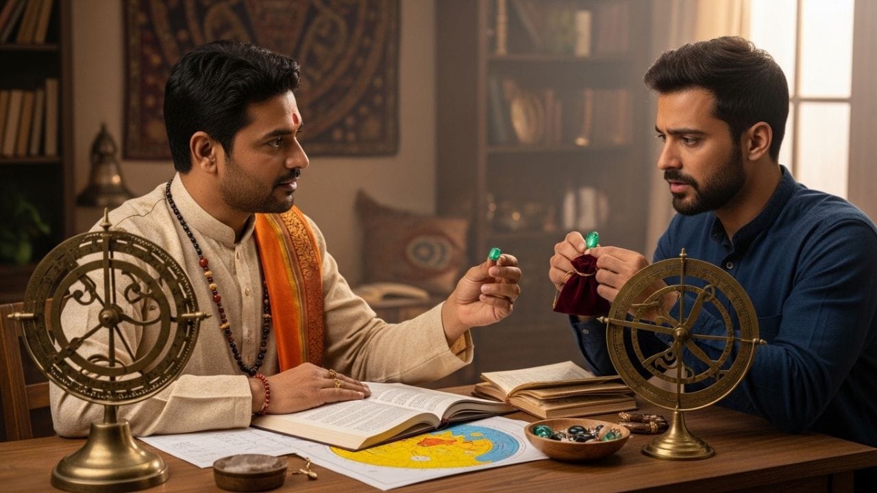 પન્ના પહેરતા પહેલા હંમેશા જ્યોતિષીની સલાહ લેવી અને કુંડળી તપાસવી જરૂરી છે. જો પહેર્યા પછી તણાવ, નુકસાન અથવા સ્વાસ્થ્ય સમસ્યાઓ જણાય, તો તેને તરત ઉતારી દો. હંમેશા શુદ્ધ અને અસલી પન્ના જ યોગ્ય સમયે પહેરવો જોઈએ. ( નોંધ :ટીવી9 કોઈ પણ પ્રકારે અંધશ્રદ્ધાને પ્રોત્સાહન આપતુ નથી. આ અહેવાલ માત્ર ધાર્મિક માન્યતા અને લોકોમાં પ્રચલિત માન્યતા, રીત રિવાજને આધારે રજૂ કરવામાં આવેલ છે. ) ( Credits: AI Generated )