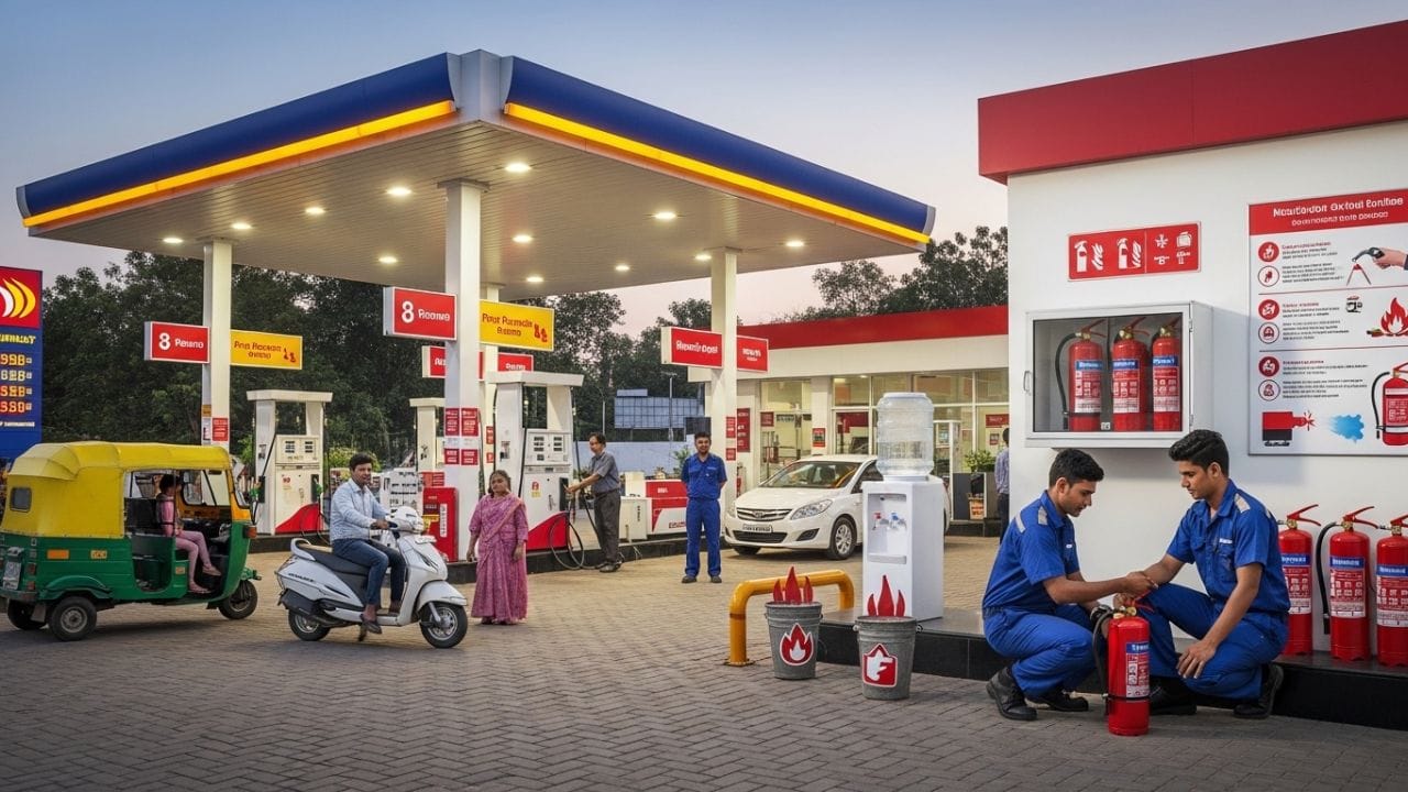 પેટ્રોલ પંપ એ વિસ્ફોટક સ્થળ છે, તેથી ત્યાં ફાયર સેફ્ટીના સાધનો હોવા જ જોઈએ. જો કોઈ દુર્ઘટના સર્જાય, તો આ સાધનોનો ઉપયોગ કરવા માટે ગ્રાહકે કોઈ ચાર્જ ચૂકવવો પડતો નથી.