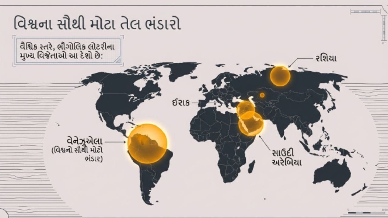 મુખ્ય તેલ ઉત્પાદક પ્રદેશો: વૈશ્વિક સ્તરે, વેનેઝુએલા, સાઉદી અરેબિયા, રશિયા અને ઇરાક જેવા દેશોમાં સૌથી વધુ તેલ ભંડાર છે. ભારતમાં રાજસ્થાનમાં બાડમેર, ગુજરાતના ખંભાત, મુંબઈ હાઈ, આસામમાં દિગ્બોઈ અને કૃષ્ણા ગોદાવરી બેસિન જેવા વિસ્તારોમાં તેલ જોવા મળે છે.
