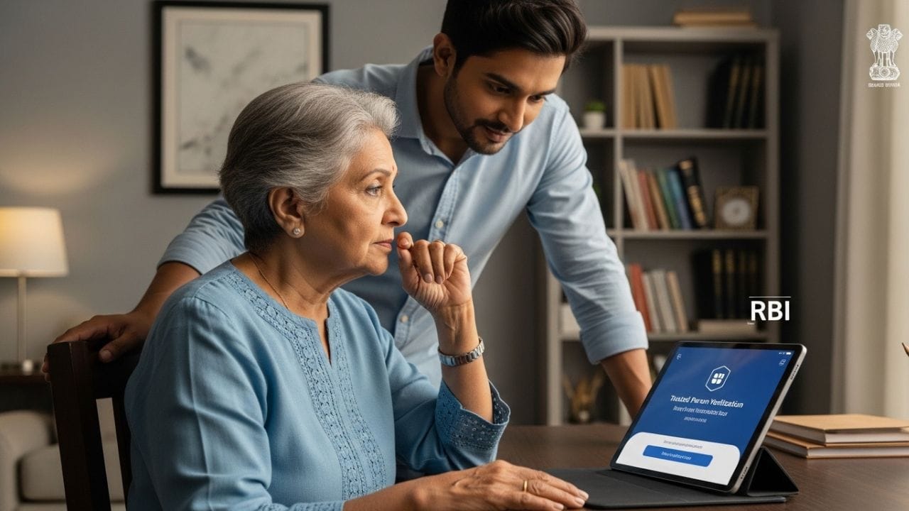 70 વર્ષથી વધુ ઉંમરના વરિષ્ઠ નાગરિકોને ઓનલાઈન ઠગાઈથી બચાવવા માટે RBI એ “ટ્રસ્ટેડ પર્સન” જેવી નવી વ્યવસ્થા સૂચવી છે. તેનો અર્થ એ છે કે મોટા ટ્રાન્ઝેક્શન કરતા પહેલા તેમને કોઈ વિશ્વસનીય વ્યક્તિની મંજૂરી અથવા ચકાસણી લેવી પડી શકે. આથી સોશિયલ એન્જિનિયરિંગ જેવી ઠગાઈની ઘટનાઓને ઘટાડવામાં મદદ મળશે. ( Credits: AI Generated )