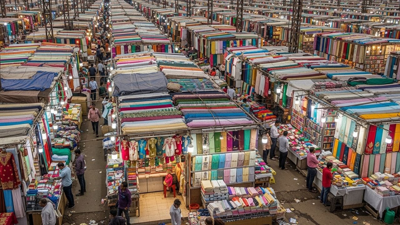 સુરત ટેક્સટાઇલ માર્કેટ, ગુજરાત: સુરતને ભારતનું 'સિલ્ક સિટી' કહેવામાં આવે છે. અહીં હજારો ફેક્ટરીઓ અને પાવરલૂમ હોવાથી લેટેસ્ટ ટ્રેન્ડ સૌથી પહેલા અહીં જ આવે છે. જો તમે 150 થી 300 રૂપિયાની રેન્જમાં પ્રીમિયમ લુકવાળી કુર્તીઓ શોધી રહ્યા હોવ, તો સુરત શ્રેષ્ઠ છે. ખાસિયત: અદભૂત પ્રિન્ટ્સ અને કાપડની વેરાયટી. સમય: સવારે 10 થી રાત્રે 9 (રવિવારે બંધ).