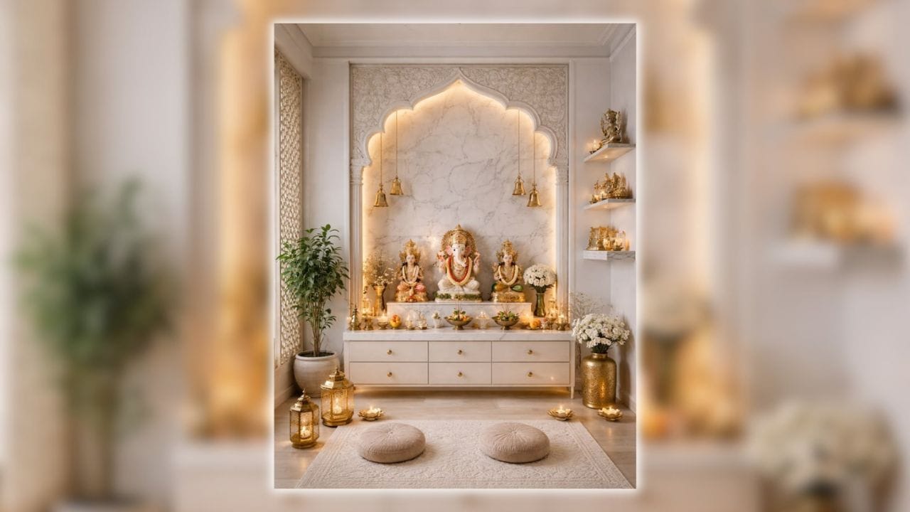 ઘરમાં મંદિરનું સ્થાન માત્ર ધાર્મિક જ નહીં પરંતુ આધ્યાત્મિક રીતે પણ ખૂબ મહત્વ ધરાવે છે. ઘણા ઘરોમાં જગ્યા ઓછી હોવાને કારણે લોકો બાલ્કનીમાં મંદિર સ્થાપિત કરે છે, પરંતુ શું આ નિર્ણય યોગ્ય છે? આ પ્રશ્ન ઘણા લોકોના મનમાં ઉદ્ભવે છે. (Image Credit Source: Social Media)