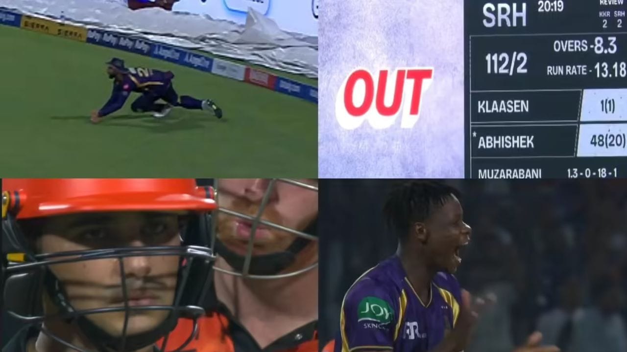 અભિષેક શર્માએ KKR વિરુદ્ધ SRH મેચ દરમિયાન IPL ઓફ કંડક્ટ એટલે કે આચારસંહિતાનું ઉલ્લંઘન કર્યું હોવાનું જાણવા મળ્યું છે; પરિણામે, તેને દંડ ફટકારવામાં આવ્યો છે અને એક ડિમેરિટ પોઈન્ટ પણ આપવામાં આવ્યો છે. જોકે, અભિષેકના ઉલ્લંઘનનું ચોક્કસ સ્વરૂપ હાલમાં સ્પષ્ટ નથી. તેમ છતાં, તે વરુણ ચક્રવર્તીએ લીધેલા કેચ સાથે જોડાયેલું હોવાનું વ્યાપકપણે માનવામાં આવે છે. (ફોટો ક્રેડિટ-Google)