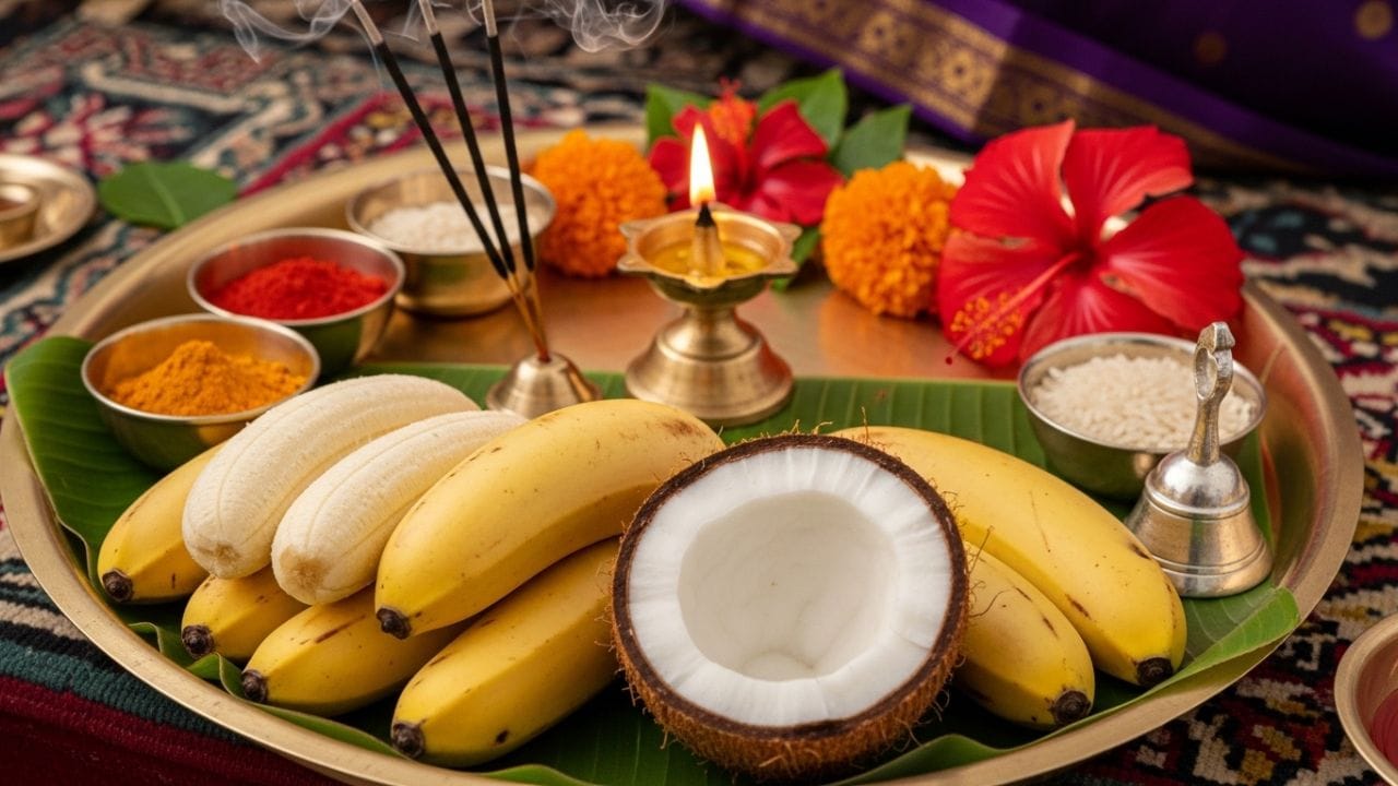 નારિયેળના કઠણ બાહ્ય પડને અહંકારના પ્રતીક તરીકે જોવામાં આવે છે. પૂજામાં આખું નારિયેળ ચઢાવ્યા પછી, તે તૂટી જાય છે. 
