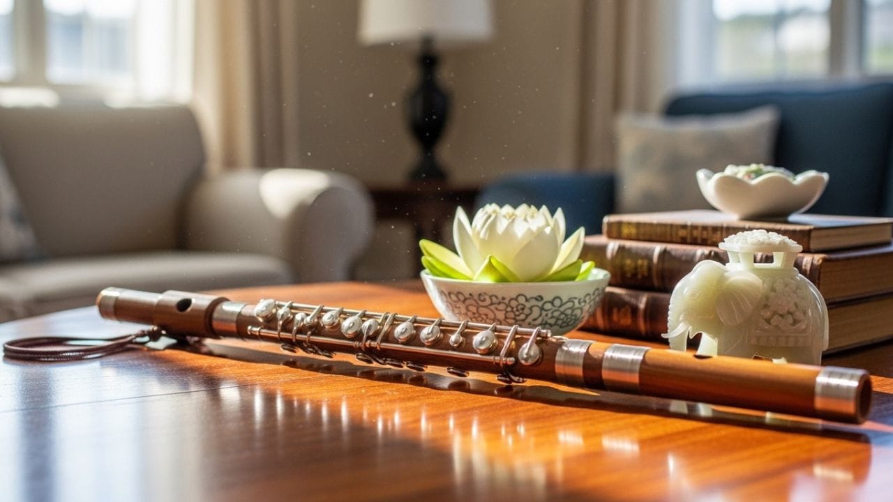 જો તમારી નોકરી કે વ્યવસાયમાં વારંવાર અડચણો આવે છે, તો તમારા કાર્યસ્થળ અથવા ઓફિસમાં લાકડાની વાંસળી રાખવી લાભદાયક માનવામાં આવે છે. વાસ્તુ મુજબ, વાંસળી રાખવાથી ધ્યાન કેન્દ્રિત કરવામાં મદદ મળે છે અને નિર્ણય લેવું સરળ બને છે, જેના કારણે સફળતા તરફ આગળ વધવાનું સરળ બની શકે છે. ( Credits: AI Generated )