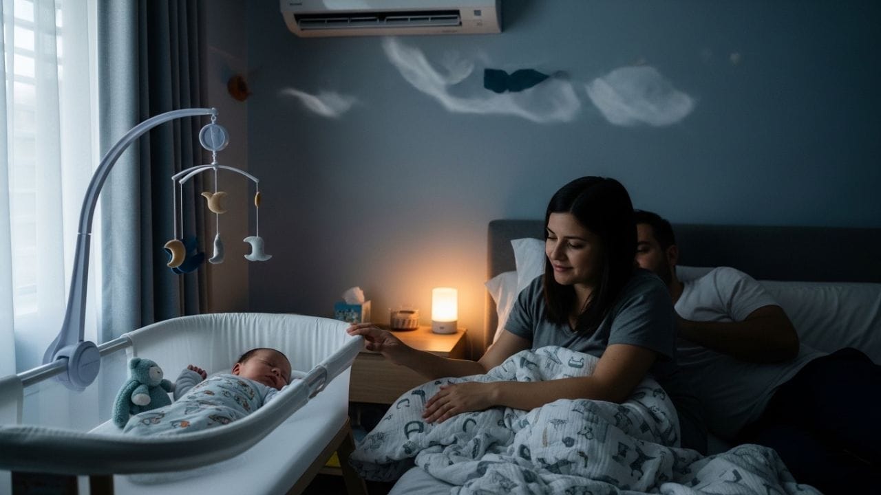 ભારે ગરમીના સમયગાળા દરમિયાન બાળકોને AC રૂમમાં સૂવડાવવામાં કોઈ વાંધો નથી; જો કે, જો હવામાન હળવું હોય અથવા જો AC રૂમ વધારે પડતો ઠંડો થઈ ગયો હોય, તો તમારું બાળક બીમાર પડી શકે છે. તેથી, બાળકના કપડાં પર પણ ધ્યાન આપવું જોઈએ. જેમ કે લાંબી બાય વાળા કપડા, તેમજ સૂઈ જાય પછી માંથે ટોપી પહેરાવો. (ફોટો ક્રેડિટ-Google)