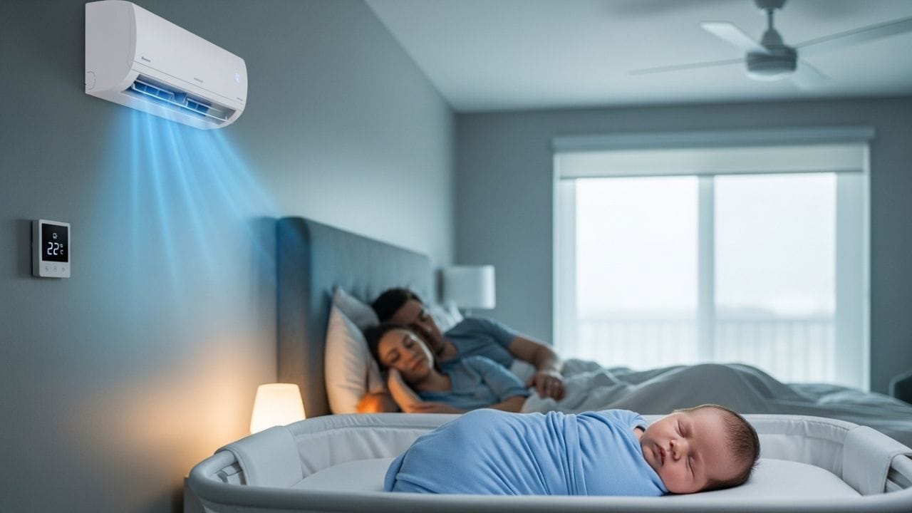 સીધી ઠંડી હવા ટાળો: AC માંથી આવતી ઠંડી હવા સીધી બાળક પર ન પડે તેનું ધ્યાન રાખો, કારણ કે તેનાથી શરદી તેમના શરીરમાં જામી શકે છે અને ફ્લૂ થવાનું જોખમ વધી શકે છે.(ફોટો ક્રેડિટ-Google)