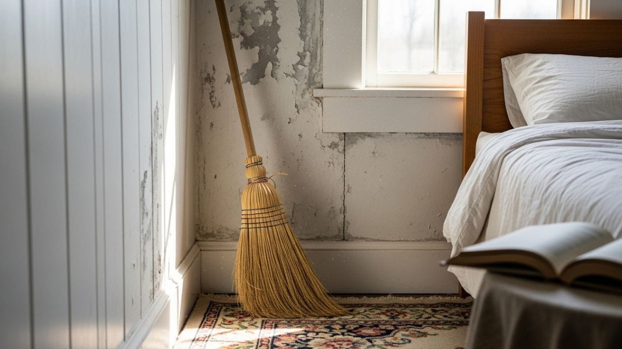 સબંધોમા તણાવ આવે છે: બેડરૂમને શાંતિનું આશ્રયસ્થાન માનવામાં આવે છે. તે પ્રાથમિક જગ્યા જ્યાં આપણે આરામ શોધીએ છીએ. જો કે, વાસ્તુ સિદ્ધાંતો અનુસાર, આ વિસ્તારમાં સાવરણી રાખવાથી યુગલ વચ્ચેના સંબંધોમાં તણાવ આવવા લાગે છે. તે નાની નાની બાબતો પર ચીડિયાપણું વધારે છે. પરિણામે, ભાગીદારો વચ્ચે ભાવનાત્મક અંતર વધવા લાગે છે, અને ઘરનું એકંદર વાતાવરણ નકારાત્મક બની જાય છે.(ફોટો ક્રેડિટ-AI Whisk)