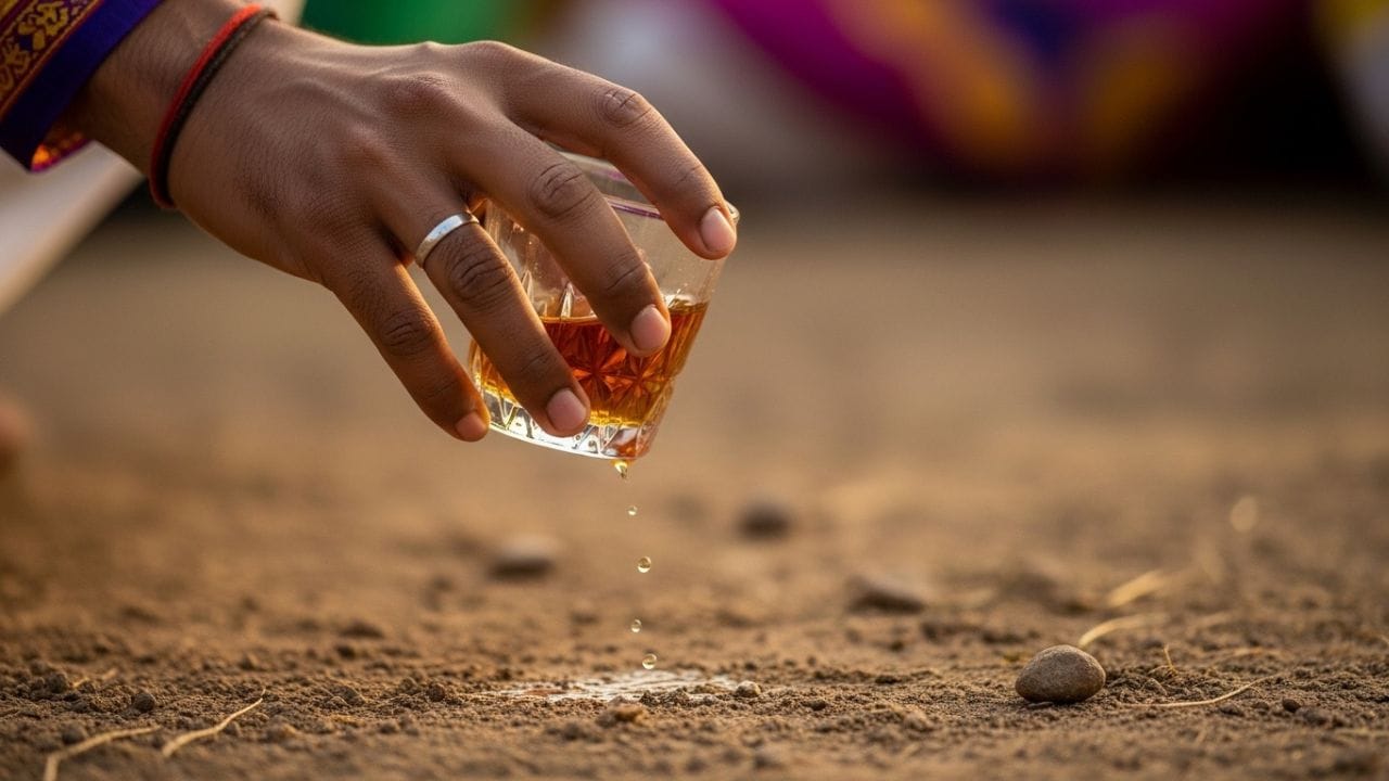 જમીન પર વાઇનનું પહેલું ટીપું રેડવાની રીત માત્ર એક અજીબ આદત નથી, પરંતુ એક એવી પરંપરા છે જે આદર, આભાર અને સુરક્ષાની લાગણી સાથે જોડાયેલી છે. તમે તેને માનતા હો કે નહીં, તે તમારી પસંદગી છે, પરંતુ તેની પાછળની કહાની તેને ખાસ બનાવે છે. ( નોંધ: આ અહેવાલમાં આપવામાં આવેલી માહિતી માત્ર જાણકારીના હેતુથી આપવામાં આવી છે. દારૂનું સેવન સ્વાસ્થ્ય માટે અત્યંત હાનિકારક છે અને લાંબાગાળે શારીરિક તેમજ માનસિક સમસ્યાઓ ઊભી થઈ શકે છે. તંદુરસ્ત જીવન માટે દારૂથી દુર રહેવું હંમેશા શ્રેષ્ઠ વિકલ્પ છે.) ( Credits: AI Generated )