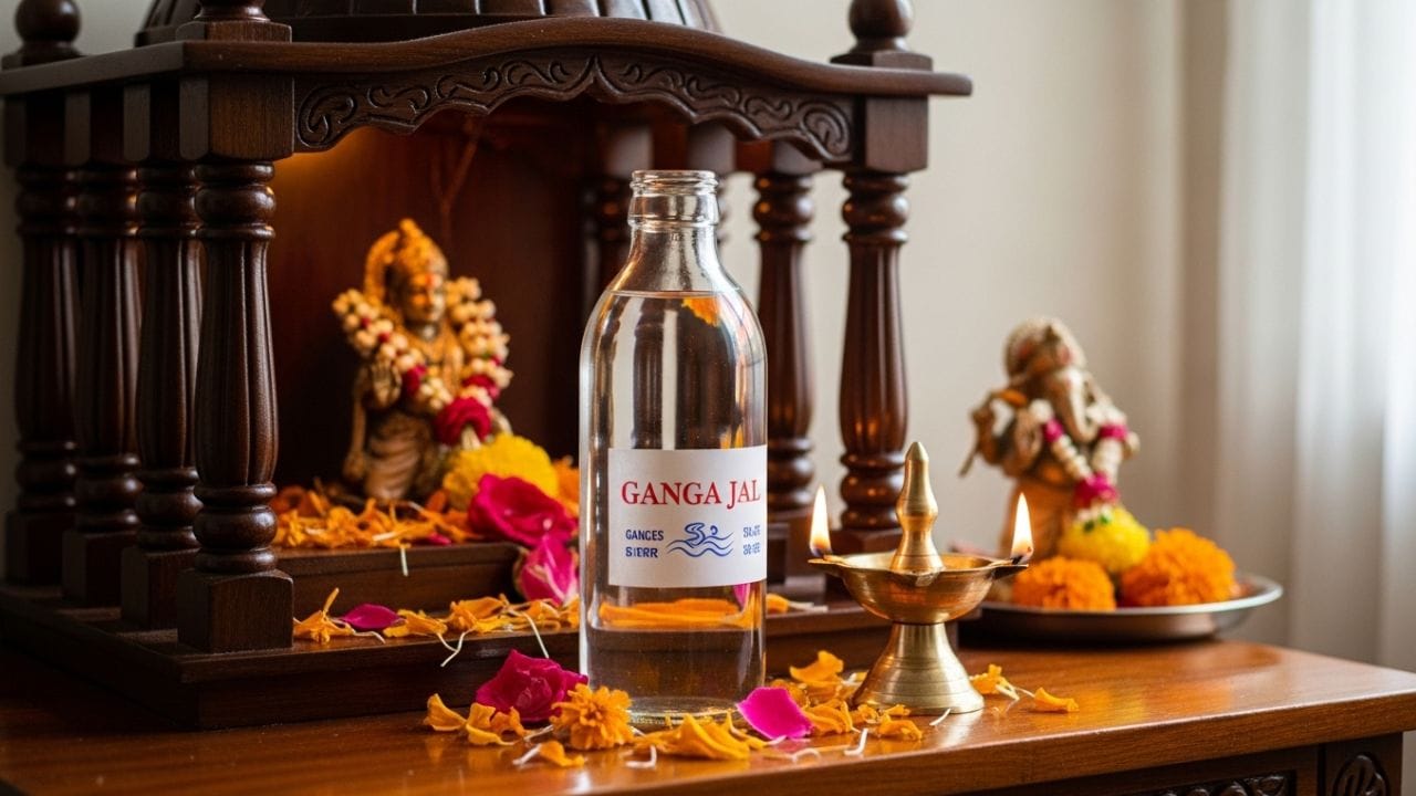 હિન્દુ માન્યતા અનુસાર, દરરોજ ઘરમાં પવિત્ર ગંગાજળ છાંટવાથી ઘરમાં સકારાત્મક ઉર્જાનો સતત પ્રવાહ જળવાઈ રહે છે. ગંગાજળનો શુભ પ્રભાવ ઘરમાં સુખ અને સૌભાગ્યની સતત હાજરી સુનિશ્ચિત કરે છે તેવું માનવામાં આવે છે. (ફોટો ક્રેડટ- Whisk AI)