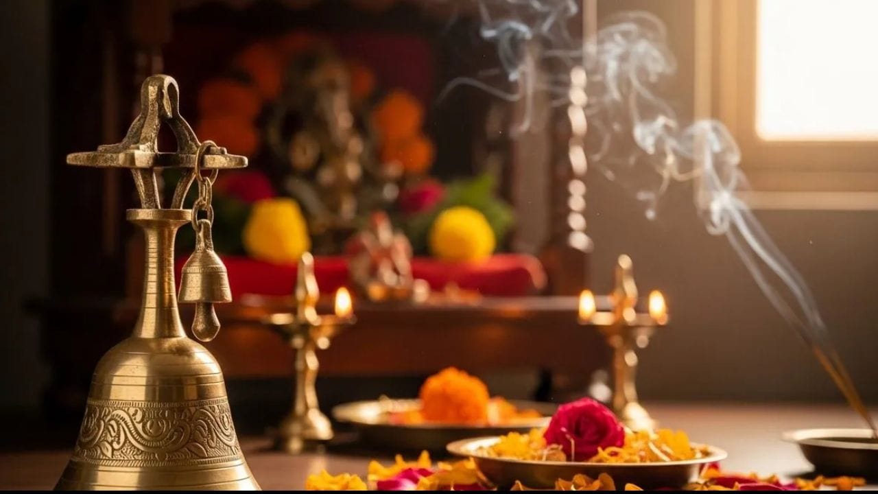 મનને શાંતિ મળે છે: ઘરમાં ઘંટડી વગાડવાથી મનને શાંત મળે છે. તેમજ તમારા મનને કેન્દ્રિત એકાગ્રતાની સ્થિતિમાં ફેરવવામાં મદદ કરે છે. આ કારણોસર, પૂજા વિધિઓ દરમિયાન તેનો ઉપયોગ કરવામાં આવે છે જેથી ખાતરી કરી શકાય કે તમારું મન પૂજા દરમ્યાન સંપૂર્ણ રીતે વ્યસ્ત અને સચેત રહે છે. (ફોટો ક્રેડિટ-Google)