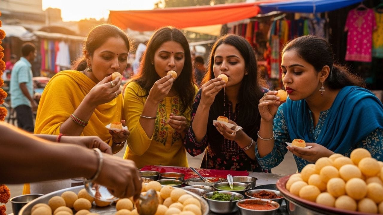 ગોલગપ્પા નામ પોતે જ રસપ્રદ અર્થ ધરાવે છે. "ગોલ" એટલે તેનો ગોળ આકાર, જ્યારે "ગપ્પા" એ તેને એક જ વખતમાં ખાઈ લેવાની રીત બતાવે છે. જ્યારે તમે તેને ખાવો છો ત્યારે તે મોંમાં તૂટી જાય છે અને અંદરનું મસાલેદાર પાણી અને તેની અંદર રહેલો મસાલો મળીને જોરદાર સ્વાદનો અનુભવ આપે છે, જે તેને ખાસ બનાવે છે. ( Credits: AI Generated )