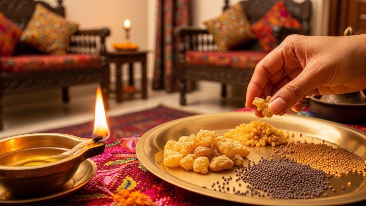 ગૂગળ અને પીળી સરસવનો આ સરળ ઉપાય શ્રદ્ધા સાથે કરવામાં આવે તો ઘરના વાતાવરણમાં સકારાત્મક બદલાવ આવી શકે છે. જો ઘરમાં વાસ્તુ સંબંધિત સમસ્યાઓ જણાય, તો આ સરળ ઉપાય અજમાવીને સુખ અને સમૃદ્ધિને આમંત્રણ આપી શકાય છે. ( નોંધ :ટીવી9 કોઈ પણ પ્રકારે અંધશ્રદ્ધાને પ્રોત્સાહન આપતુ નથી. આ અહેવાલ માત્ર ધાર્મિક માન્યતા અને લોકોમાં પ્રચલિત માન્યતા, રીત રિવાજને આધારે રજૂ કરવામાં આવેલ છે. ) ( Credits: AI Generated )