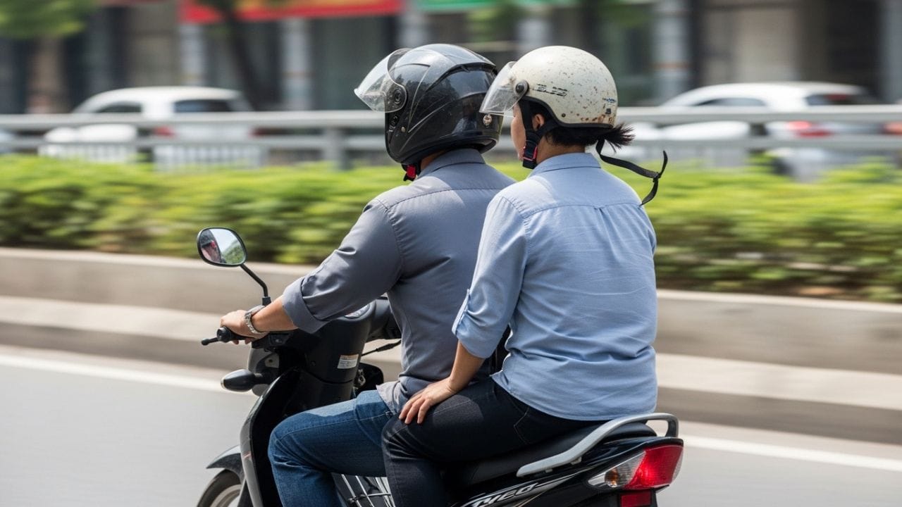 રસ્તા પર ઘણી વાર એવું જોવા મળે છે કે બાઈક ચલાવનાર વ્યક્તિ તો યોગ્ય હેલ્મેટ પહેરે છે, પરંતુ પાછળ બેઠેલો વ્યક્તિ ફક્ત દંડથી બચવા માટે નાનું અથવા અધૂરું હેલ્મેટ પહેરી લે છે. આ પ્રકારના હેલ્મેટને લોકો સામાન્ય રીતે "કેપ હેલ્મેટ" કહે છે, કારણ કે તે માથા પર ટોપી જેવી રીતે જ બેસે છે. ( Credits: AI Generated )