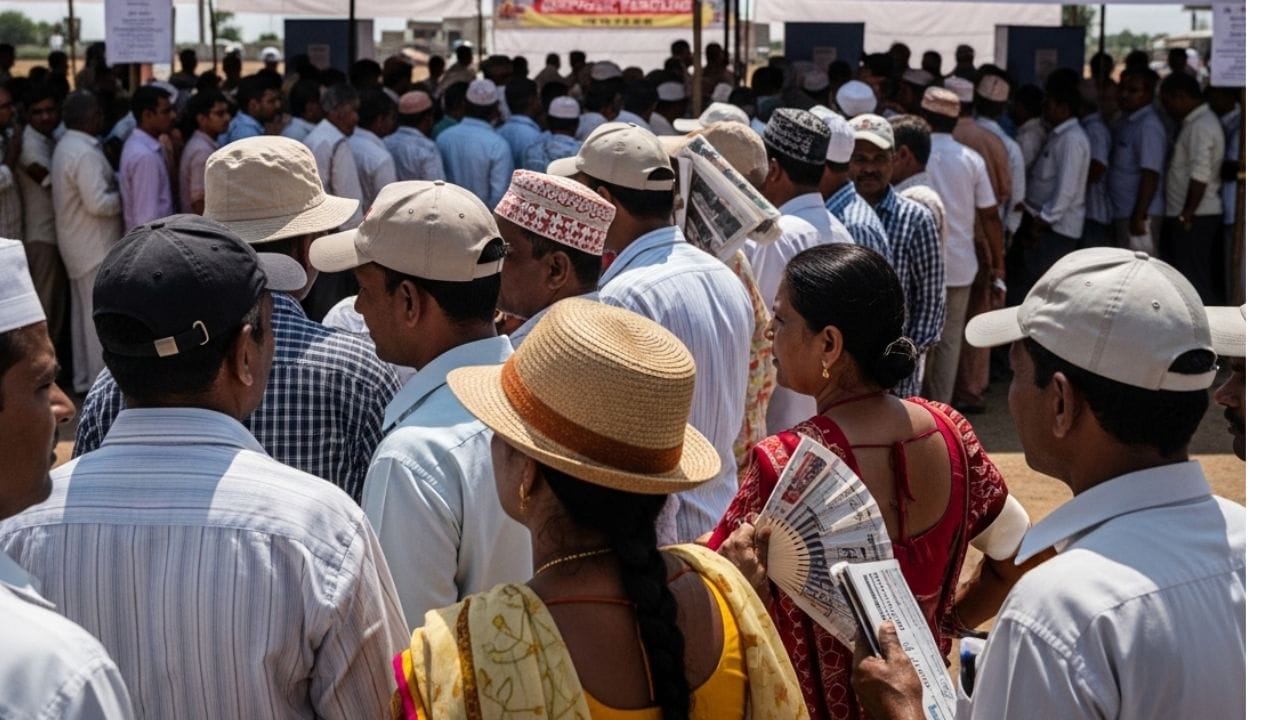 કેપ કે છત્રી: બીજી મહત્વની વસ્તુ છે સૂર્યપ્રકાશથી બચાવા માટે ટોપી, કેપ અથવા છત્રી જરૂર રાખવી. સાથે સનગ્લાસિસ જે આંખોને ગરમીમાં રાહત આપે તે પણ સાથે રાખવા જોઈએ. મતદાન કરવા જતા લાંબી લાઈન પણ હોઈ શકે છે આથી મહિલાઓએ દુપટ્ટાની સાથે છત્રી અને પુરુષોએ રુમાલ બાંધી સાથે ટોપી પણ માંથે પહેરવી જોઈએ.  (ફોટો ક્રેડિટ-Whisk AI)