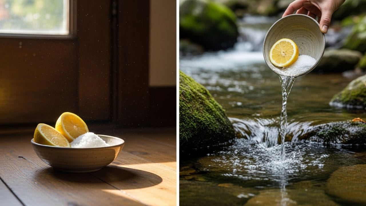 લીંબુને ઘણા લોકો નકારાત્મક ઊર્જા દૂર કરનાર માનતા હોય છે. આ કારણે કેટલાક લોકો ઘરની બહાર લીંબુ અને મરચાં લગાવે છે જેથી ખરાબ અસરથી બચી શકાય. તમે પણ એક સરળ ઉપાય અજમાવી શકો છો. ઘરના મુખ્ય દરવાજા પાસે એક વાટકીમાં લીંબુ અને મીઠાનો ટુકડો મૂકો. પછી બીજા દિવસે સવારે તેને વહેતા પાણીમાં નાખી દો. માન્યતા મુજબ, આ રીતે ઘરમાંથી નકારાત્મકતા દૂર કરવામાં મદદ મળે છે. ( Credits: AI Generated )