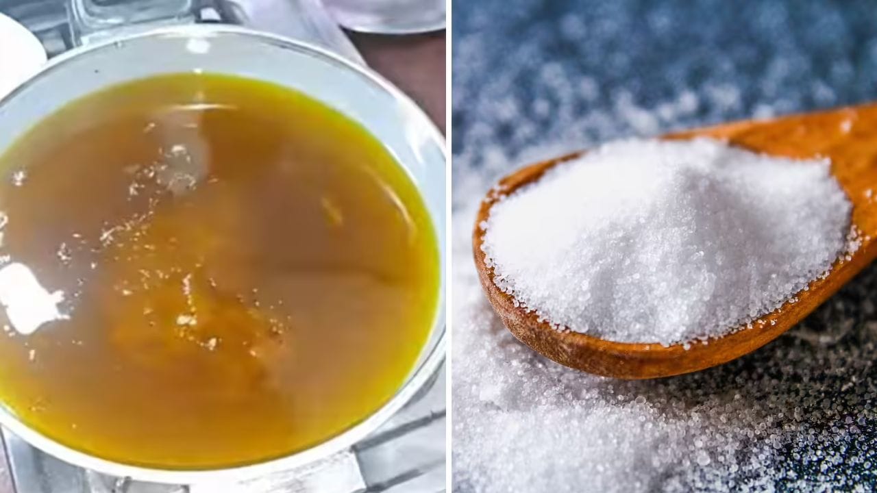 મીઠું અને સરસવનું તેલ: દાંતના દુખાવા માટે ગરમ પાણીમાં મીઠું નાખીને કોગળા કરવાથી ઘણો લાભ થાય છે, આ સિવાય અસરગ્રસ્ત વિસ્તારમાં મીઠું અને સરસવના તેલનું મિશ્રણ લગાવવાથી પણ દુખાવો નોંધપાત્ર રીતે ઓછો થઈ શકે છે. તમારા દાંત પર મીઠું અને સરસવના તેલનું મિશ્રણ ઘસવાથી દાંતની પીળાશ પણ દૂર થાય છે અને દાંત દૂધ જેવા ચમકાદ બને છે. (ફોટો ક્રેડિટ-whisk AI)