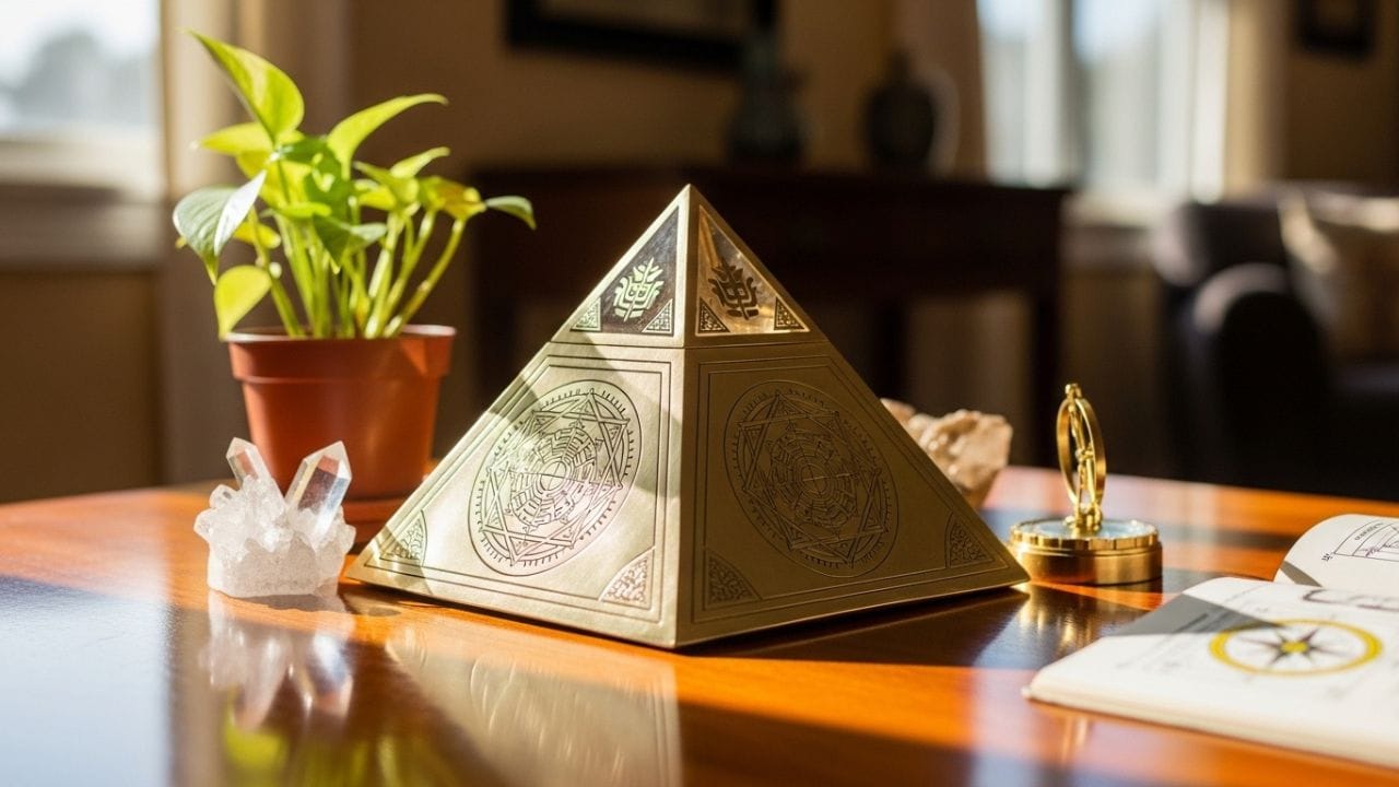 પિરામિડ પસંદ કરતી વખતે સ્ફટિકનો પિરામિડ વધુ સારો માનવામાં આવે છે, કારણ કે તે ઊર્જા સંતુલિત કરવામાં મદદ કરે છે. પિત્તળ કે તાંબાના પિરામિડ પણ ઉપયોગી માનવામાં આવે છે. સામાન્ય રીતે નાનો પિરામિડ વધુ અનુકૂળ રહે છે. તેને શુક્રવાર અથવા રવિવારે સ્થાપિત કરવું શુભ ગણાય છે. પિરામિડ હંમેશા સ્વચ્છ જગ્યાએ રાખવો અને આસપાસ શુદ્ધતા જાળવવી જરૂરી છે. ખરીદી કરતી વખતે તેની ગુણવત્તા તપાસવી મહત્વપૂર્ણ છે, કારણ કે નકલી પિરામિડ કોઈ લાભ આપતા નથી. ( Credits: AI Generated )