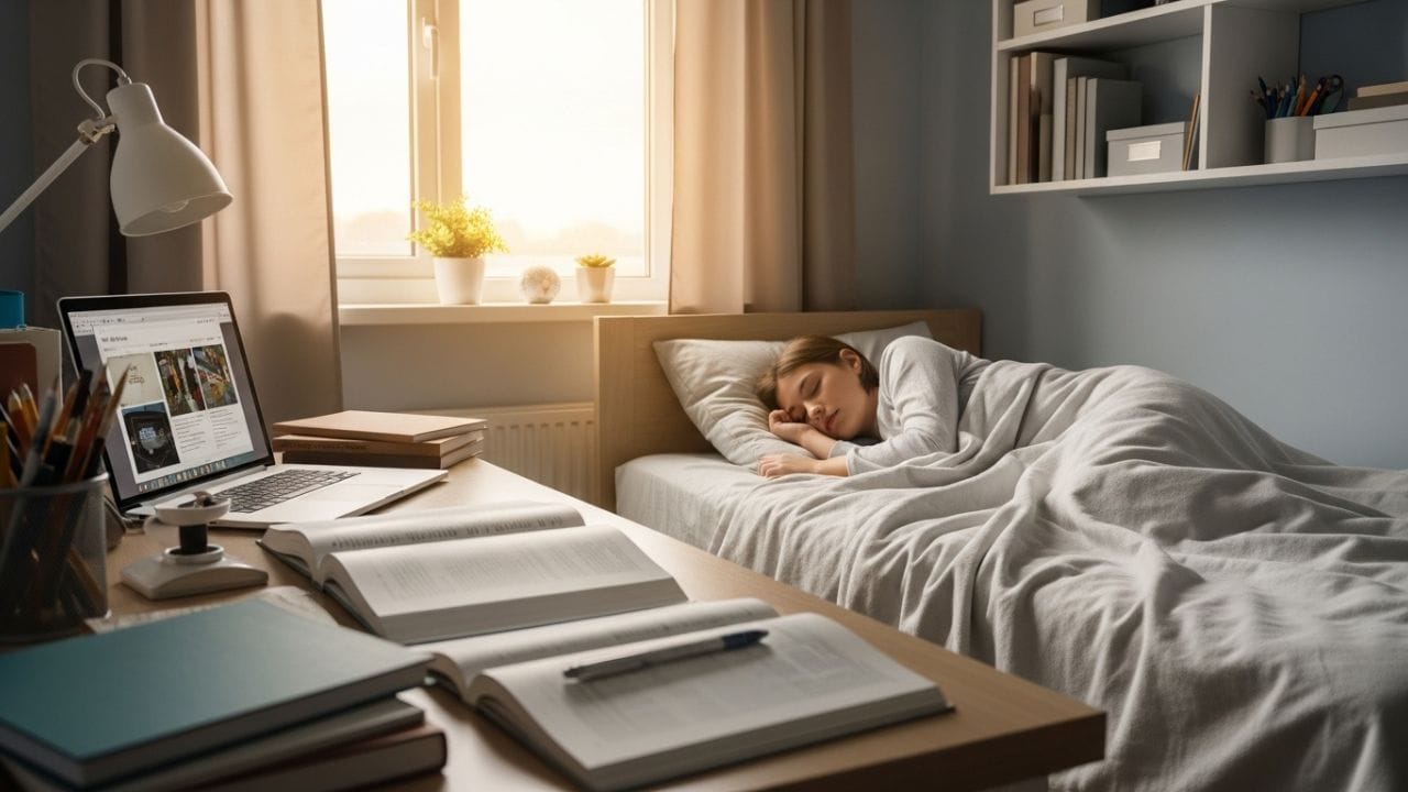 વાસ્તુ મુજબ, જો તમે અભ્યાસ કરતા હો અથવા એવું કામ કરો છો જેમાં વધુ ધ્યાન અને માનસિક મહેનત જરૂરી હોય, તો સૂતી વખતે માથું પૂર્વ તરફ રાખવું લાભદાયી ગણાય છે. પૂર્વ દિશા સૂર્યોદયની દિશા હોવાથી તેને નવી ઉર્જા અને સકારાત્મકતા સાથે જોડવામાં આવે છે. આ રીતે સૂવાથી ધ્યાન કેન્દ્રિત કરવામાં મદદ મળે છે અને યાદશક્તિમાં પણ સુધારો થઈ શકે છે. ( Credits: AI Generated )