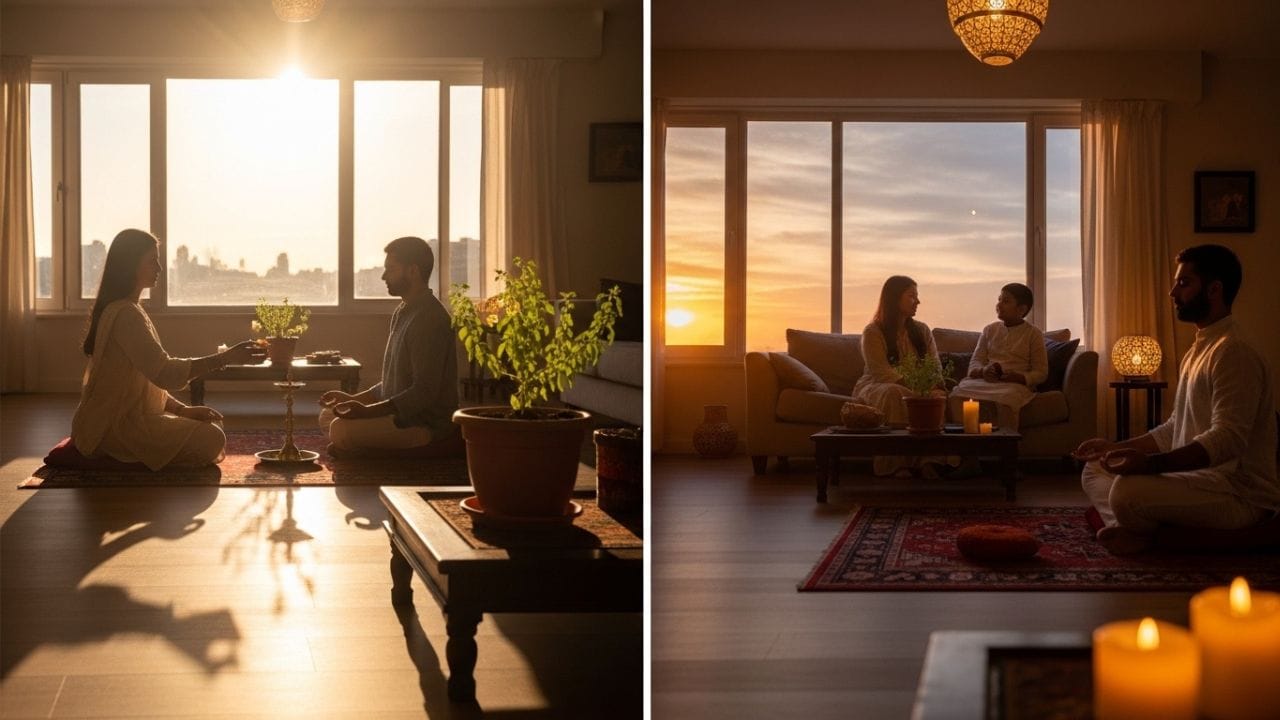 સાંજના સમયે ઊંઘવું યોગ્ય માનવામાં આવતું નથી. એવું કહેવાય છે કે આ સમયે સૂવાથી આરોગ્ય પર ખરાબ અસર પડી શકે છે અને ઘરમાં આર્થિક મુશ્કેલીઓ પણ આવી શકે છે. આ સમય આરામ કરતાં વધારે પ્રાર્થના અને ધ્યાન માટે યોગ્ય ગણાય છે. ( Credits: AI Generated )