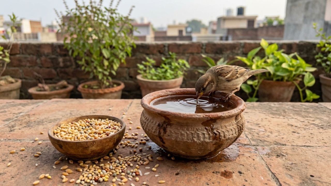 પક્ષીઓ માટે રાખવામાં આવેલું પાણી અને ખોરાક હંમેશા તાજો હોવો જોઈએ. ગંદા વાસણો અથવા વાસી ખોરાક પક્ષીઓના સ્વાસ્થ્ય પર પ્રતિકૂળ અસર કરી શકે છે. તેથી દરરોજ સવારે અને સાંજે પાણી બદલવાની ખાતરી કરો અને વાસણો સાફ કરો.