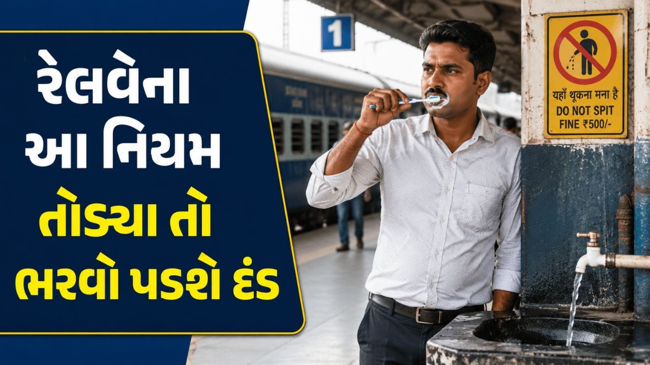 Indian Railway Rule: ભારતીય રેલવે દેશના કરોડો મુસાફરો માટે સૌથી મહત્વપૂર્ણ પરિવહન વ્યવસ્થા છે. દરરોજ લાખો લોકો ટ્રેનમાં મુસાફરી કરે છે, પરંતુ હજુ પણ ઘણા મુસાફરોને રેલવેના કેટલાક મહત્વપૂર્ણ નિયમોની જાણ નથી. ખાસ કરીને લાંબી મુસાફરી બાદ સ્ટેશન પર પહોંચતા જ પ્લેટફોર્મ પર દાંત સાફ કરવું અથવા વાસણ ધોવા જેવી બાબતો સામાન્ય માનવામાં આવે છે, પરંતુ રેલવે નિયમો અનુસાર આ વર્તન ગુનો ગણાય છે.