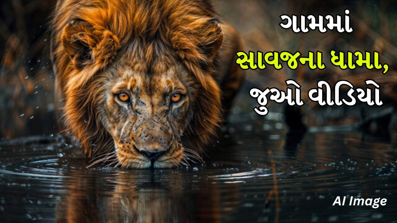Junagadh Breaking News: જૂનાગઢના વીરપુર ગામમાં સિંહનો ધામો! મંદિર પાસે પાણી પી આરામ કરતો Video Viral Junagadh Breaking News: જૂનાગઢના વીરપુર ગામમાં સિંહનો ધામો! મંદિર પાસે પાણી પી આરામ કરતો Video Viral