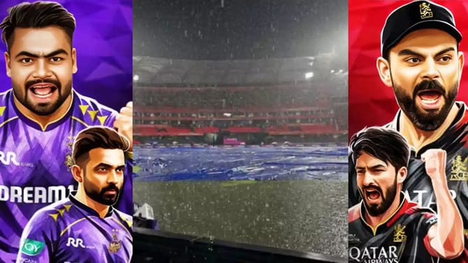 વરસાદે વધારી RCB-KKRની ચિંતા, જો મેચ રદ થાય તો કોને થશે ફાયદો?