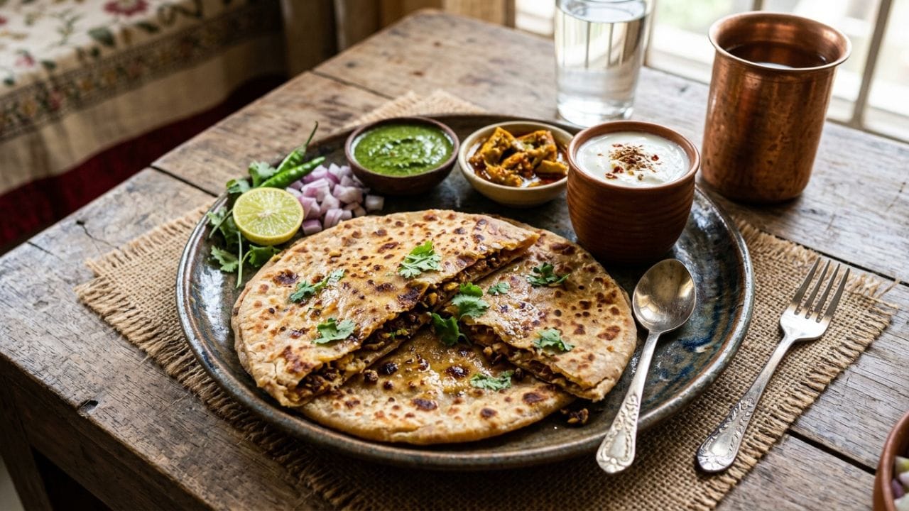 સત્તુના પરાઠા (Sattu Paratha) :  ચણાના શેકેલા લોટમાંથી બનતું 'સત્તુ' ઉનાળાનું સુપરફૂડ છે. સત્તુની તાસીર ખૂબ જ ઠંડી હોય છે. સત્તુમાં થોડી ડુંગળી, લીંબુનો રસ, ધાણા અને સહેજ અથાણાનો મસાલો મિક્સ કરીને પરાઠામાં સ્ટફિંગ (ભરણ) કરવામાં આવે છે. આ પરાઠા એનર્જીથી ભરપૂર હોય છે અને ગરમી સામે રક્ષણ આપે છે.
Image credit: Whisk AI