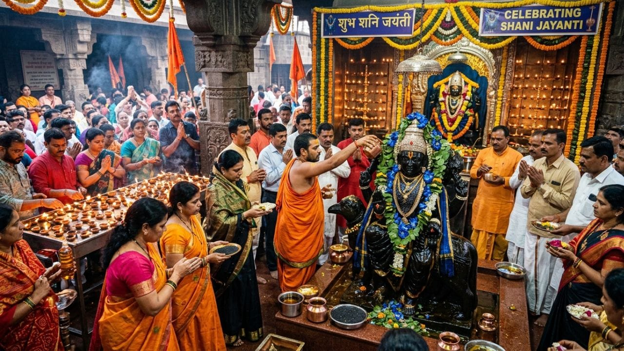 ધાર્મિક માન્યતા મુજબ શનિદેવને ભગવાન શિવ પાસેથી ન્યાયના દેવ તરીકે માન મળ્યું હતું. તેઓ માણસને તેના કર્મો પ્રમાણે ફળ આપે છે. શનિ જયંતિએ શનિદેવની ખાસ પૂજા કરવામાં આવે છે. માનવામાં આવે છે કે શનિ જયંતિ અને શનિ અમાવસ્યાના શુભ સંયોગમાં કરેલી પૂજા અને દાનથી મુશ્કેલીઓ ઓછી થાય છે અને આર્થિક રાહત મળે છે, તેથી આ દિવસે હનુમાનજીની પૂજા પણ ખાસ કરવામાં આવે છે. ( Credits: AI Generated )