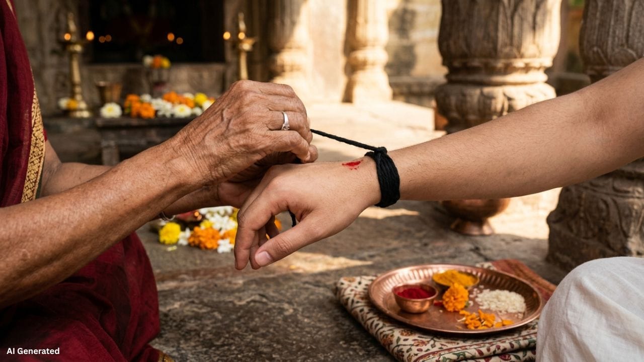 જ્યોતિષ માન્યતાઓ મુજબ કાળો દોરો ધારણ કરવા માટે મંગળવાર અને શનિવાર શુભ દિવસ ગણાય છે. દોરો પહેરતા પહેલા તેને શનિદેવ અથવા હનુમાનજી સમક્ષ અર્પણ કરવો શુભ માનવામાં આવે છે. ખાસ કરીને 9 ગાંઠવાળો કાળો દોરો વધુ લાભદાયક કહેવાય છે. સ્નાન કર્યા બાદ શુદ્ધ મનથી દોરો પહેરવો જોઈએ.  ( નોંધ :ટીવી9 કોઈ પણ પ્રકારે અંધશ્રદ્ધાને પ્રોત્સાહન આપતુ નથી. આ અહેવાલ માત્ર ધાર્મિક માન્યતા અને લોકોમાં પ્રચલિત માન્યતા, રીત રિવાજને આધારે રજૂ કરવામાં આવેલ છે. )