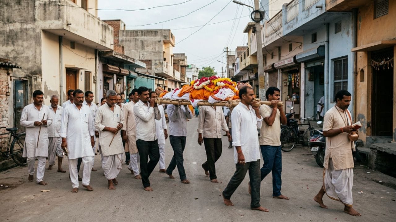 આપણે ઘણીવાર કામકાજ અર્થે કે મુસાફરી દરમિયાન રસ્તામાં સ્મશાનયાત્રા નીકળતી જોઈએ છીએ. ઘણા લોકોના મનમાં એવો વહેમ હોય છે કે રસ્તામાં નવશેકું કે શવ જોવાથી તેમનો આખો દિવસ ખરાબ જશે અથવા કોઈ અશુભ ઘટના ઘટશે. જો તમે પણ સ્મશાનયાત્રાને અશુભ માનતા હોવ, તો તમને જણાવી દઈએ કે હિન્દુ માન્યતાઓ અને શુકન શાસ્ત્ર અનુસાર રસ્તામાં સ્મશાનયાત્રા દેખાવી એ અશુભ નહીં પણ અત્યંત શુભ માનવામાં આવે છે. આવો જાણીએ કે રસ્તામાં સ્મશાનયાત્રા દેખાવા પાછળ કેવા શુભ સંકેતો છુપાયેલા છે અને તે સમયે કઈ બાબતોનું ધ્યાન રાખવું જોઈએ: