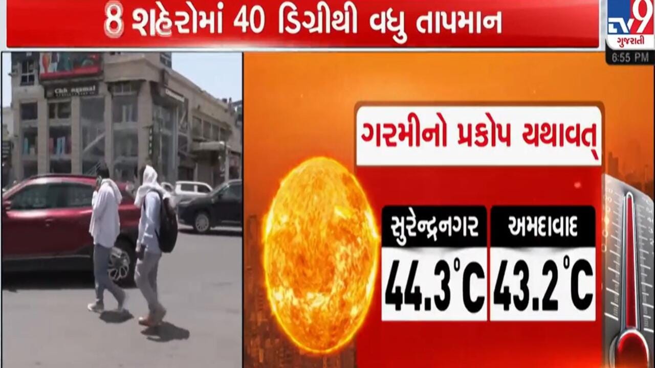 સુરેન્દ્રનગરમાં ફરીથી ગરમીનો પારો પહોંચ્યો 44 ડિગ્રીએ, અમદાવાદમાં 43.2 ડિગ્રી તાપમાન